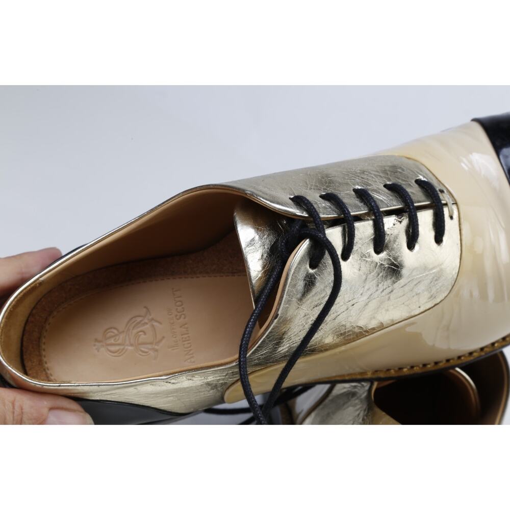 The Office OF Angela Scott Oxfords 38.5 Mr Colin Patent Nude Metallic Leather - Picture 16 of 16